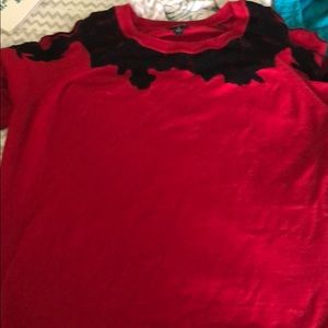 Red sweater shirt open sleeve